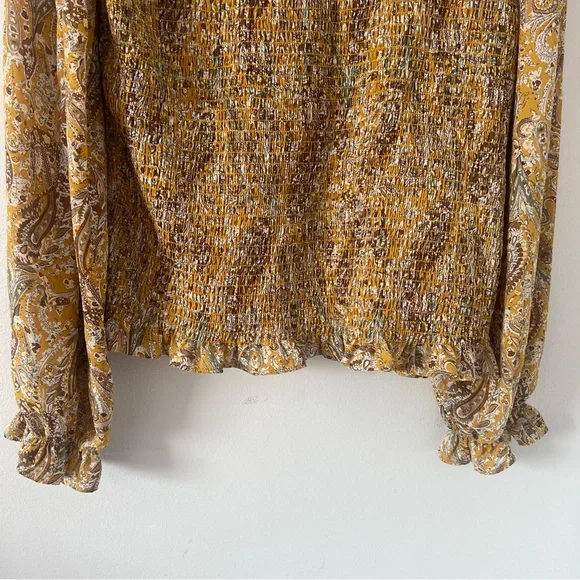 Joie Smocked Paisley Blouse – Mustard / Gold – Size XL - Picture 9 of 13